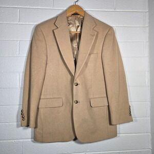 Vtg GRANT THOMAS Single Breasted 100% Camel Hair Blazer Jacket Sport Coat 38S‎